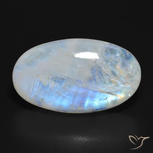 37.92ct 天然 蓝白色 彩虹月长石, 椭圆形, 半透明