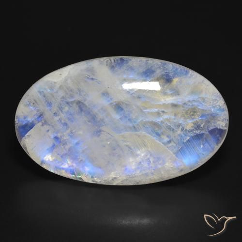 46.21ct 天然 蓝白色 彩虹月长石, 椭圆形, 半透明