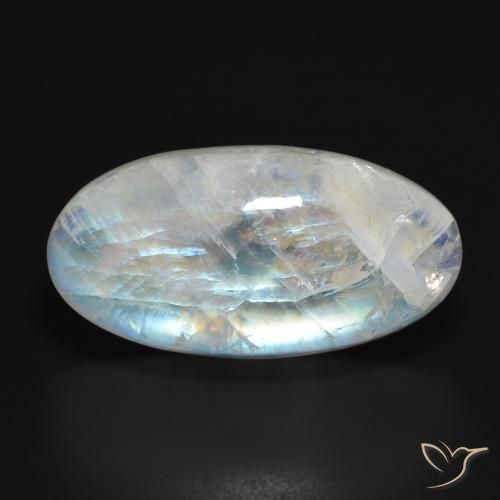 26.98ct 天然 蓝白色 彩虹月长石, 椭圆形, 半透明