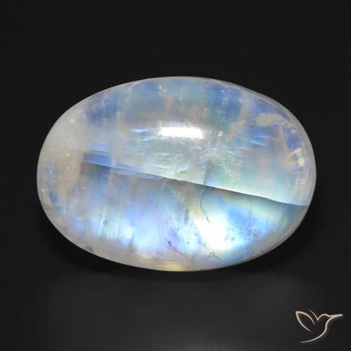 33.97ct 天然 蓝白色 彩虹月长石, 椭圆形, 半透明