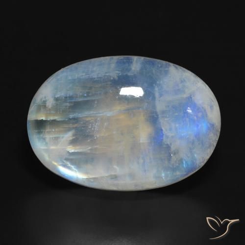 19.81ct 天然 蓝白色 彩虹月长石, 椭圆形, 半透明