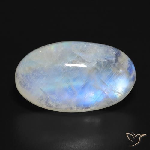 16.92ct 天然 蓝白色 彩虹月长石, 椭圆形, 半透明