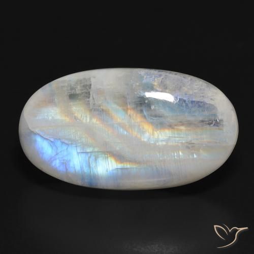 32.92ct 天然 蓝白色 彩虹月长石, 椭圆形, 半透明