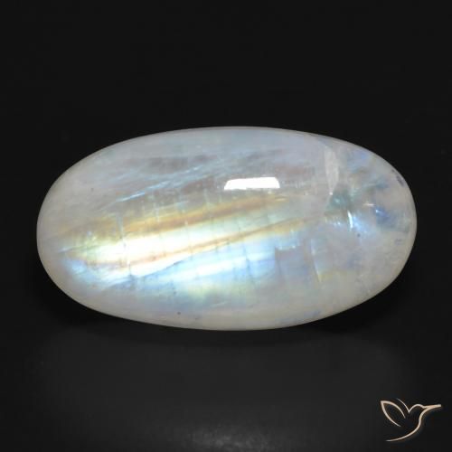 19.45ct 天然 蓝白色 彩虹月长石, 椭圆形, 半透明