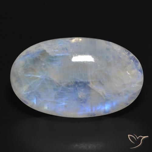 33.87ct 天然 蓝白色 彩虹月长石, 椭圆形, 半透明