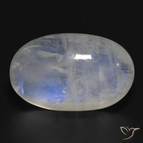 32.27ct 天然 蓝白色 彩虹月长石, 椭圆形, 半透明