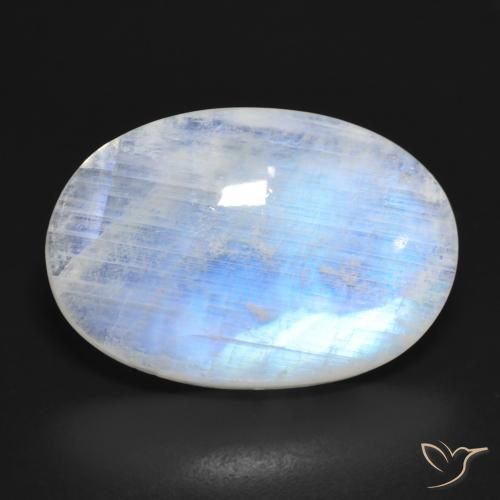 16.62ct 天然 蓝白色 彩虹月长石, 椭圆形, 半透明