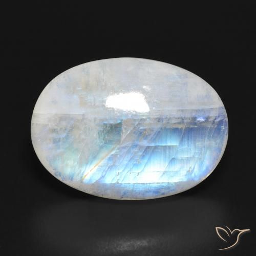 13.54ct 天然 蓝白色 彩虹月长石, 椭圆形, 半透明
