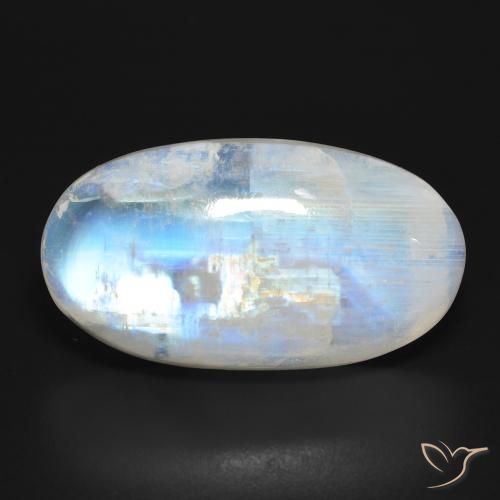 26.86ct 天然 蓝白色 彩虹月长石, 椭圆形, 半透明