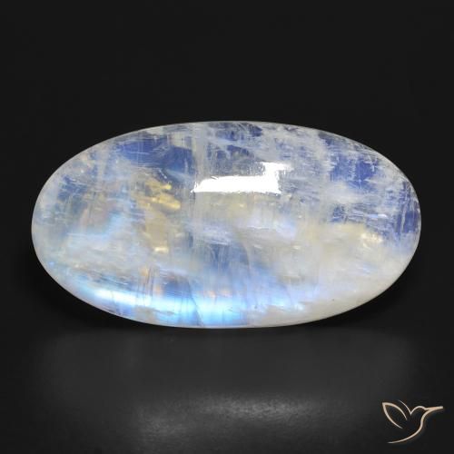 34.30ct 天然 蓝白色 彩虹月长石, 椭圆形, 透明