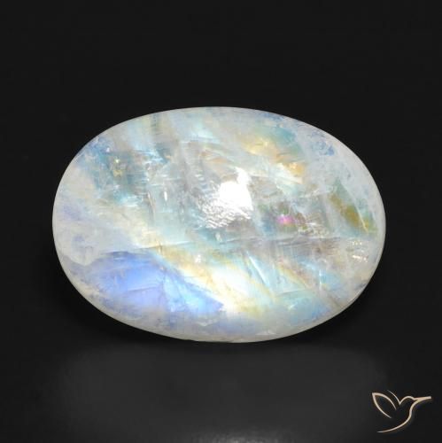 12.72ct 天然 蓝白色 彩虹月长石, 椭圆形, 半透明