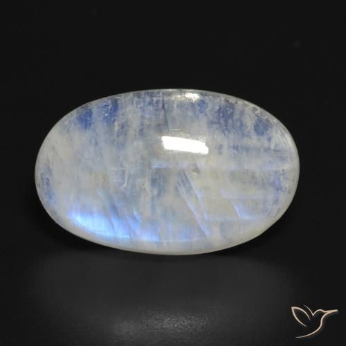 13.87ct 天然 蓝白色 彩虹月长石, 椭圆形, 半透明