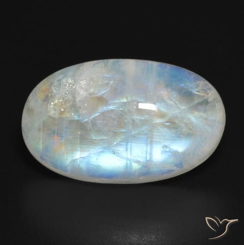 11.54ct 天然 蓝白色 彩虹月长石, 椭圆形, 半透明