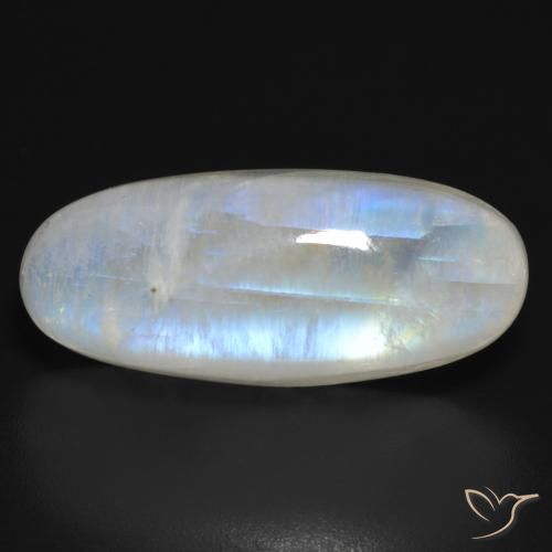 21.52ct 天然 蓝白色 彩虹月长石, 椭圆形, 半透明