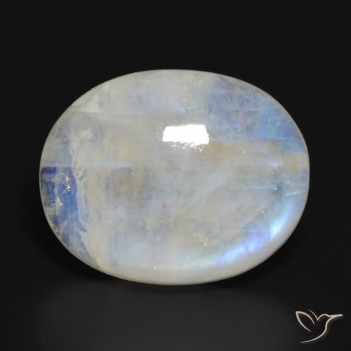19.86ct 天然 蓝白色 彩虹月长石, 椭圆形, 半透明
