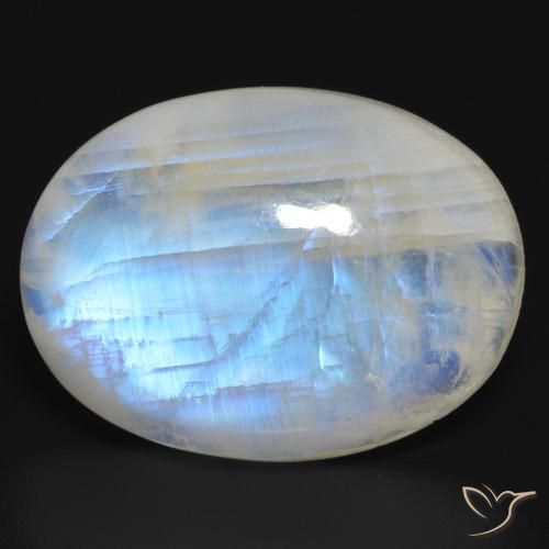 26.57ct 天然 蓝白色 彩虹月长石, 椭圆形, 半透明