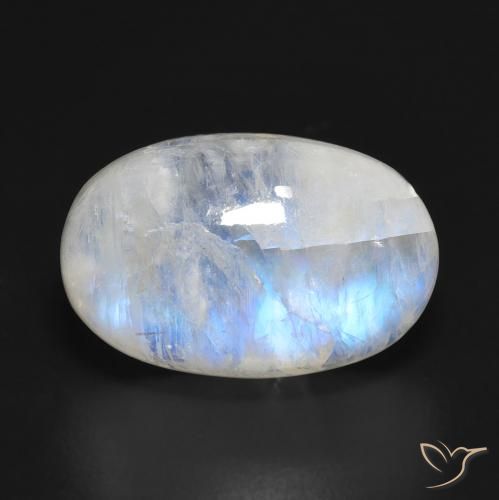 11.83ct 天然 蓝白色 彩虹月长石, 椭圆形, 半透明