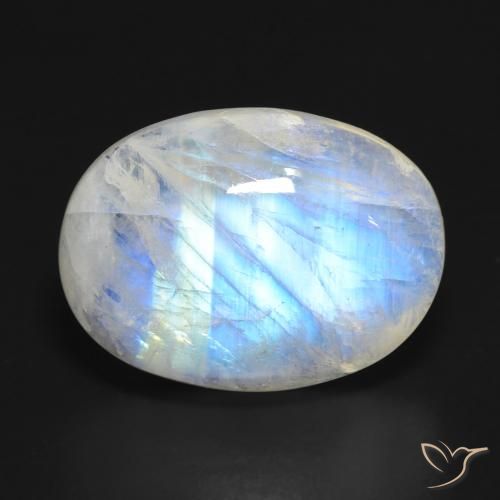 15.90ct 天然 蓝白色 彩虹月长石, 椭圆形, 半透明