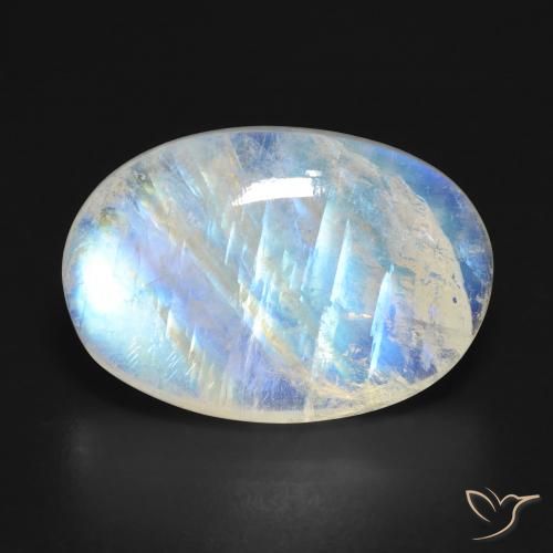 16.07ct 天然 蓝白色 彩虹月长石, 椭圆形, 半透明