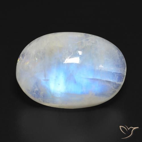 20.99ct 天然 蓝白色 彩虹月长石, 椭圆形, 透明