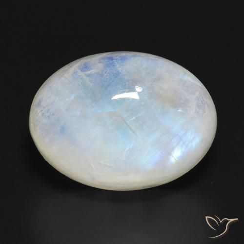 14.50ct 天然 蓝白色 彩虹月长石, 椭圆形, 半透明