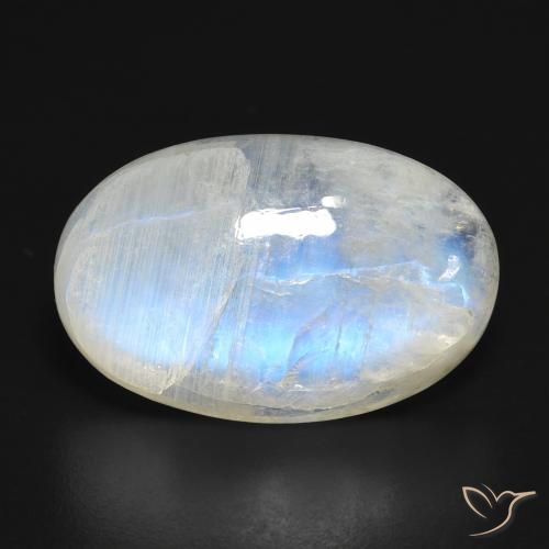 16.32ct 天然 蓝白色 彩虹月长石, 椭圆形, 半透明