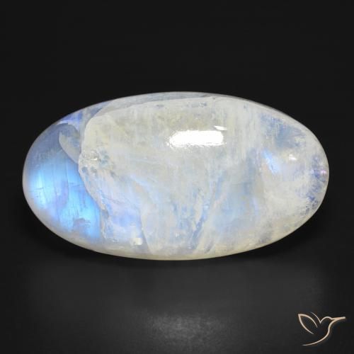 39.99ct 天然 蓝白色 彩虹月长石, 椭圆形, 半透明