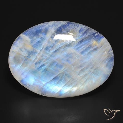 45.90ct 天然 蓝白色 彩虹月长石, 椭圆形, 半透明