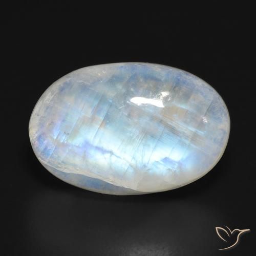 13.53ct 天然 蓝白色 彩虹月长石, 椭圆形, 半透明