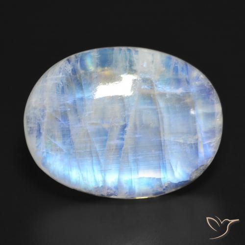 27.61ct 天然 蓝白色 彩虹月长石, 椭圆形, 半透明