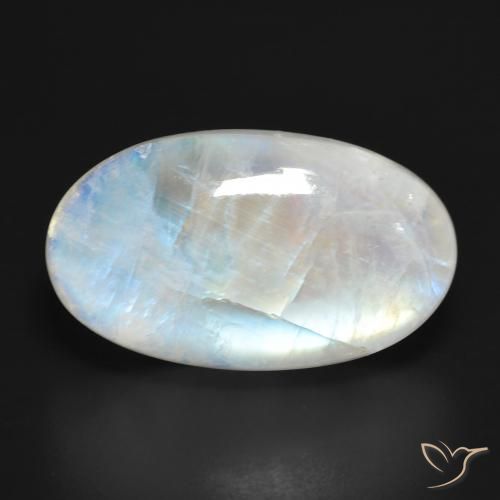 25.94ct 天然 蓝白色 彩虹月长石, 椭圆形, 半透明