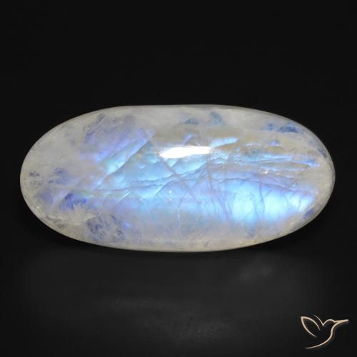 28.30ct 天然 蓝白色 彩虹月长石, 椭圆形, 半透明