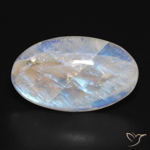 24.46ct 天然 蓝白色 彩虹月长石, 椭圆形, 半透明