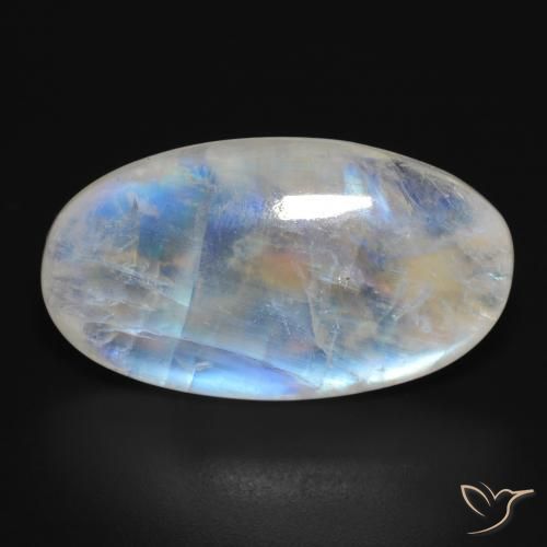 26.45ct 天然 蓝白色 彩虹月长石, 椭圆形, 半透明