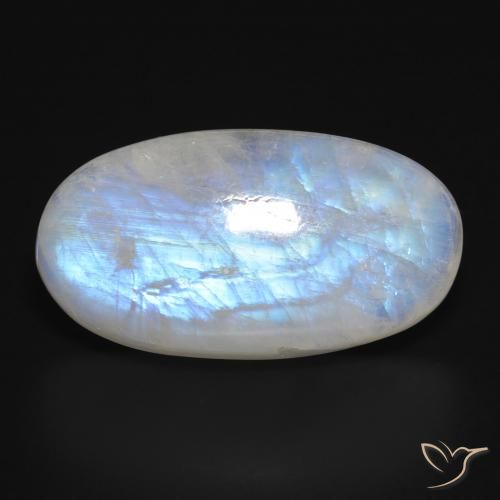 28.13ct 天然 蓝白色 彩虹月长石, 椭圆形, 半透明