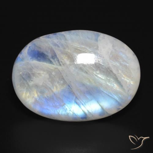 29.81ct 天然 蓝白色 彩虹月长石, 椭圆形, 半透明