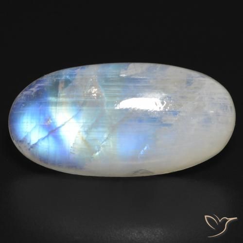 17.17ct 天然 蓝白色 彩虹月长石, 椭圆形, 半透明