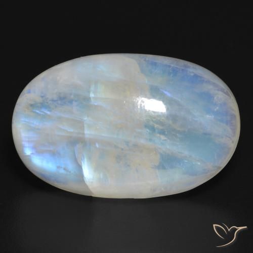 20.64ct 天然 蓝白色 彩虹月长石, 椭圆形, 半透明