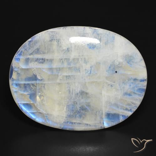 112.39ct 天然 蓝白色 彩虹月长石, 椭圆形, 半透明