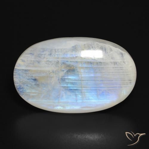 27.82ct 天然 蓝白色 彩虹月长石, 椭圆形, 半透明