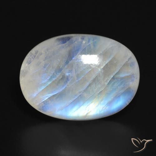 14.84ct 天然 蓝白色 彩虹月长石, 椭圆形, 半透明