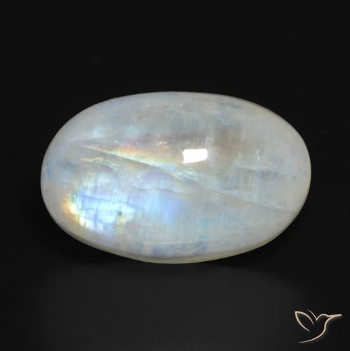14.10ct 天然 蓝白色 彩虹月长石, 椭圆形, 半透明