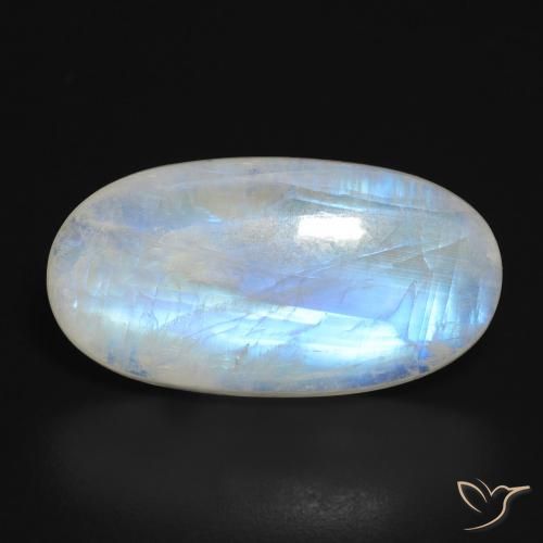 22.34ct 天然 蓝白色 彩虹月长石, 椭圆形, 半透明