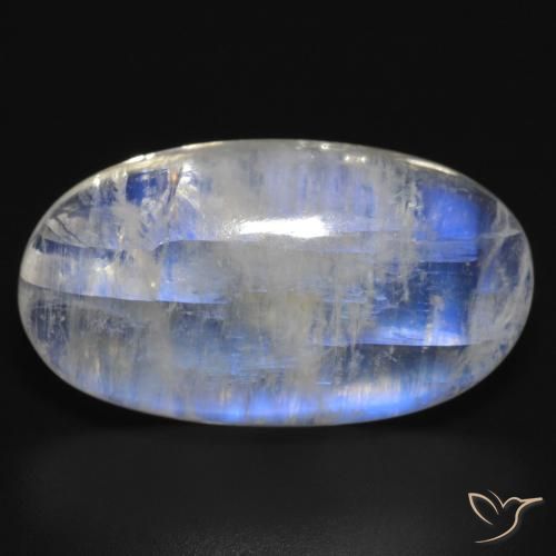 18.15ct 天然 蓝白色 彩虹月长石, 椭圆形, 半透明