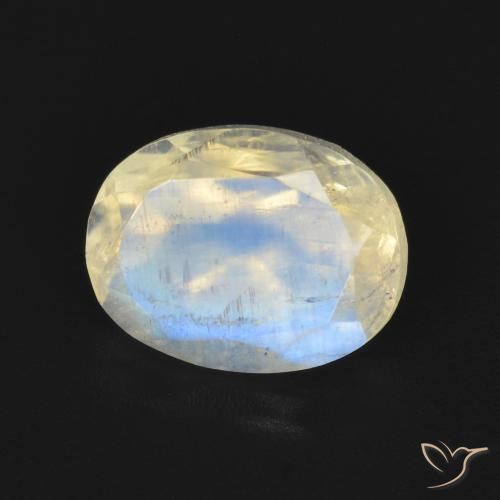 1.92ct 天然 蓝白色 彩虹月长石, 椭圆形, 透明