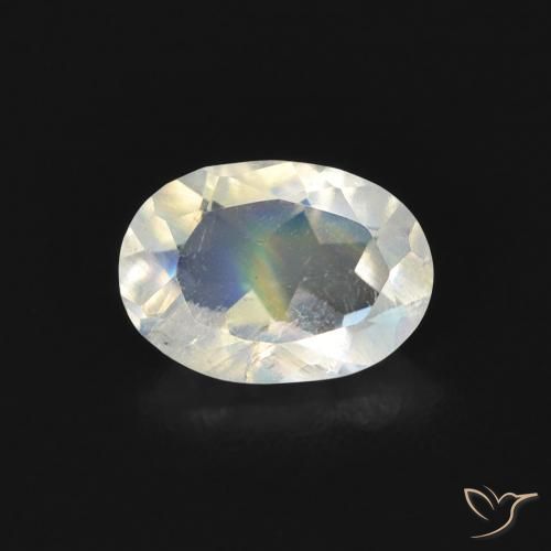 0.67ct 天然 蓝白色 彩虹月长石, 椭圆形, 透明