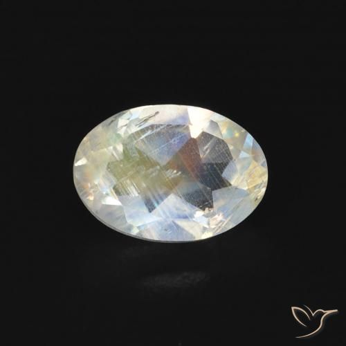 0.76ct 天然 蓝白色 彩虹月长石, 椭圆形, 透明