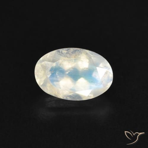 0.54ct 天然 蓝白色 彩虹月长石, 椭圆形, 透明