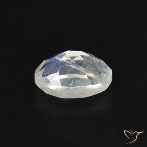 0.54克拉天然白色彩虹月光石，椭圆形切割，6.2×4.1毫米，透明