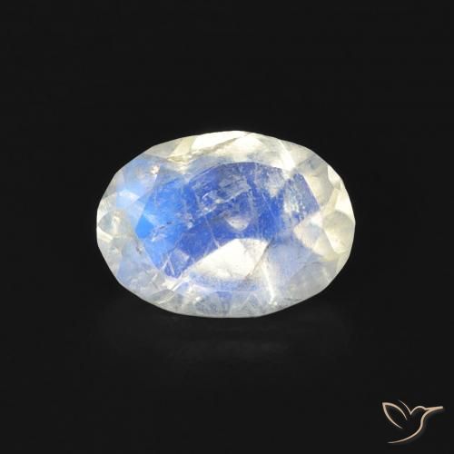 0.74ct 天然 蓝白色 彩虹月长石, 椭圆形, 透明